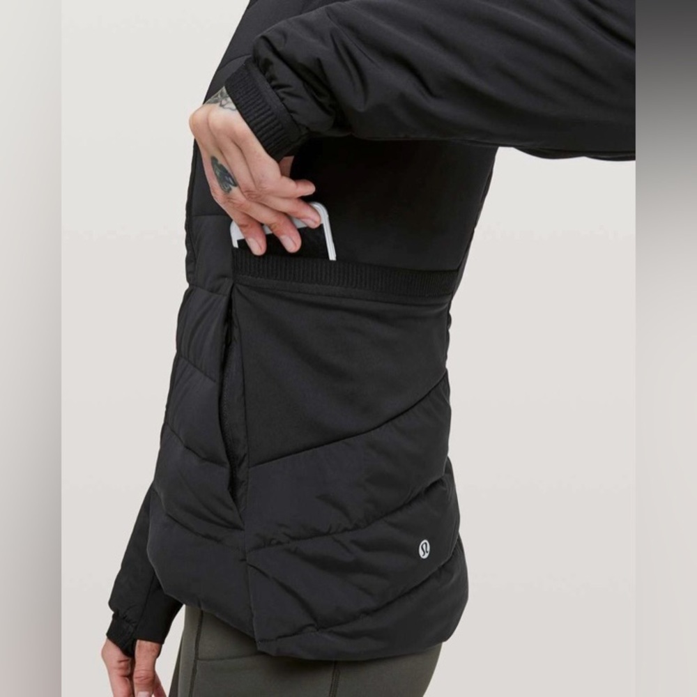 Lululemon down for it all jacket black like new sz 10 - Picture 4 of 8